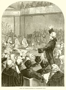 Warren Hastings nyoma a Westminster Hallban alkotó: English School