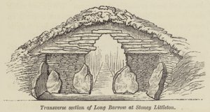 A Stoney Littleton-i Long Barrow keresztmetszete (metszet) alkotó: English School