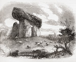 Trethevy Quoit, megalitikus sírkamra az angliai Cornwallban, Ó-Angliából: A Pictorial Museum, pub. 1847 alkotó: English School