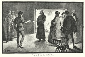 Próbatétel, a vörösen izzó vas (metszet) alkotó: English School