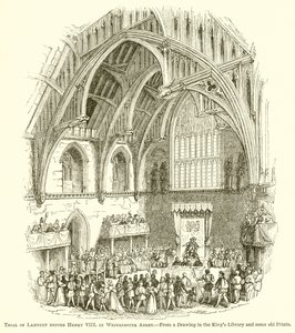 Lambert pere VIII. Henrik előtt a Westminster Abbeyben alkotó: English School