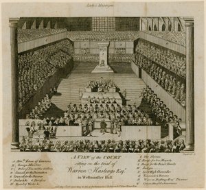 Warren Hastings pere a Westminster Hallban alkotó: English School