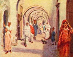 Tripoli, boltíves utca (színes litográfia) alkotó: English School