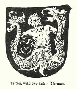 Triton mit zwei Schwänzen, Deutsch (Gravur) von English School