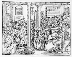 Tudor gimnázium (fametszet) alkotó: English School