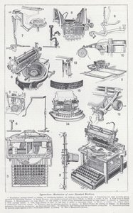 Írógépek, néhány szabványos gép mechanizmusa (litho) alkotó: English School