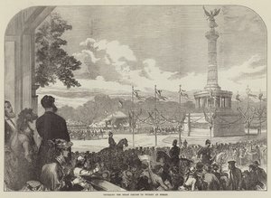A szedán Győzelemoszlop leleplezése Berlinben (metszet) alkotó: English School
