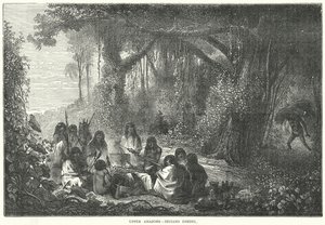 Felső-Amazónok - Indiánok étkeznek (metszet) alkotó: English School