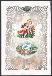 Valentin-napi üdvözlőlap Cupidoval alkotó: English School