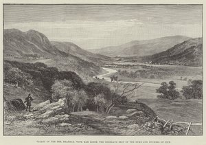Dee völgye, Braemar, Mar Lodge-dal, Fife hercegének és hercegnőjének felvidéki székhelyével (metszet) alkotó: English School