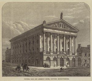 Victoria Hall és Assembly Rooms, Newport, Monmouthshire (metszet) alkotó: English School