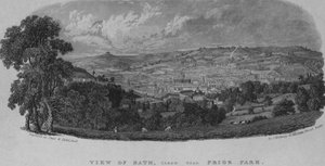 Bath kilátása, a Prior Park közelében készült (metszet) alkotó: English School