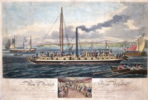 A brit gőzhajók képe, R. Ackermann, 1820-51 (színes akvatinta) alkotó: English School