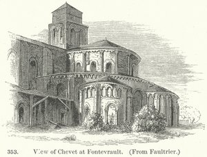 Chevet látképe Fontevrault-ban (metszet) alkotó: English School