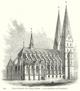A lübecki Szent Mária-templom látképe (metszet) alkotó: English School