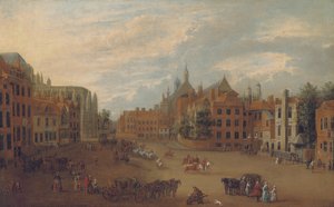 Kilátás az Old Palace Yardra, Westminsterben, a Westminster Abbey keleti végével és VII. Henrik király kápolnával balra, 1700 körül alkotó: English School