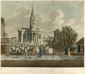 Kilátás a St Pauls-templomra, Deptfordban, Londonban és a Rectory House-ra