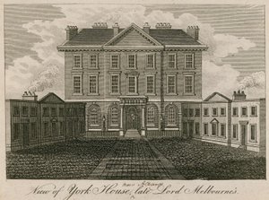 Kilátás a York-házra (később az Albanyra), a néhai Lord Melbourne házára alkotó: English School