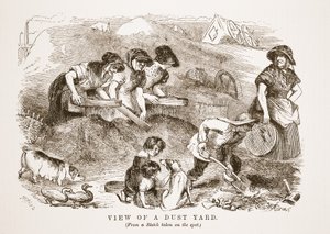 Kilátás a Dust Yardra, illusztráció a London Labor and London Poor-ből, Henry Mayhew, kocsma. 1862 alkotó: English School