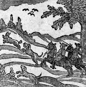 Vadászati jelenet kilátás az „A Book of Roxburghe balladákból” alkotó: English School