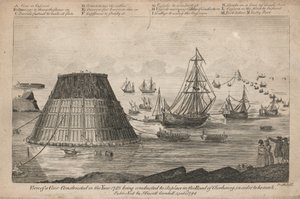 Kilátás egy 1785-ben épített kúpról, amelyet a helyére vezetnek a Cherbourg úton alkotó: English School
