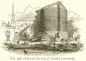 Kilátás a City of London Gas-Works-re alkotó: English School