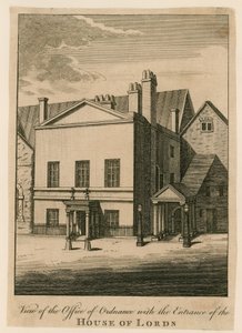 Kilátás a Rendőrségre a Lordok Háza bejáratával alkotó: English School