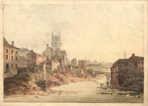 Kilátás az Irwell folyóra, Manchester, 1820-30 körül (wc papíron) alkotó: English School