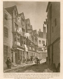 Kilátás a Thieving Lane déli végére (a késői években Bow Street néven) alkotó: English School
