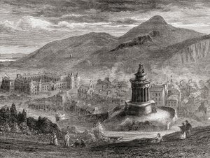 Kilátás Edinburghra a Calton Hill-i Burns emlékműről, Samuel G. Green 1886-ban megjelent „Scottish Pictures Drawn with Pencil” című könyvéből alkotó: English School