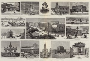 Kilátások Montevideóban, Uruguayban, Dél-Amerikában (metszet) alkotó: English School