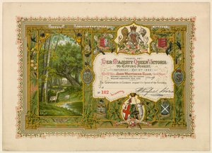 Viktória királynő látogatása az Epping-erdőben, 1882 alkotó: English School