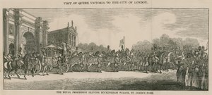 Viktória királynő látogatása a londoni Cityben, elhagyva a Buckingham-palotát alkotó: English School