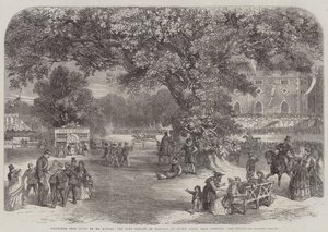Önkéntes ünnepség, amelyet Harvey úr, Norfolk fő seriffje adott a Crown Pointban, Norwich közelében, a Sports (metszet) alkotó: English School