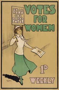 Szavazat a nőknek, a The Suffragette című lapból, 1912-es kiadás (színes lithó) alkotó: English School
