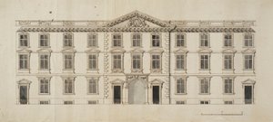 A New College-i Garden Quadrangle tervezett új épületének nyugati frontja, 1680 körül (tinta és szürke mosás papíron) alkotó: English School