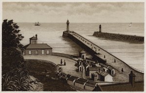 Whitby bejárata a kikötőbe (litho) alkotó: English School