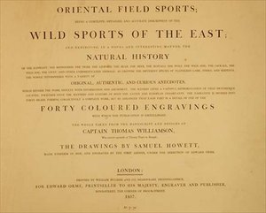 Wild Sports Of The East: frontispiece az "Oriental Field Sports, a Collection of Drawings", pub. írta: Edward Orme alkotó: English School