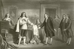 William Penn megkapta a Pennsylvaniai Chartát II. Károlytól alkotó: English School