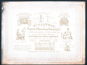 William Plowman, tábornok és lakberendezési vaskereskedő, kereskedelmi kártya alkotó: English School