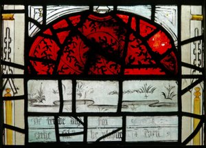 A világ utolsó tizenöt napját ábrázoló N3-as ablak (a Lelkiismeret fura ablaka): Csak a föld és az ég látható alkotó: English School