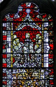 A w3 ablak, amely Krisztust ábrázolja, aki tanítja tanítványait alkotó: English School