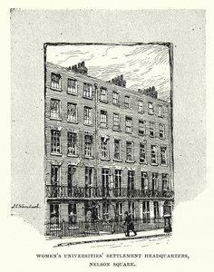 A Női Egyetemek Településének székháza, Nelson tér, Southwark (metszet) alkotó: English School