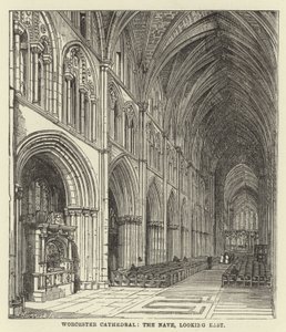 Worcesteri katedrális, a hajó, kelet felé néz alkotó: English School