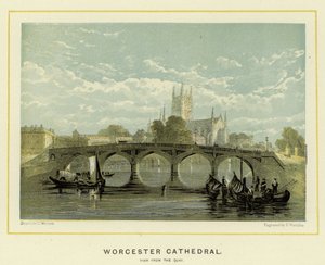 Worcesteri katedrális, kilátás a rakpartról alkotó: English School
