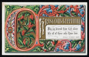 Szavak egy angol-normann énekből, karácsonyi üdvözlőlap. (chromolitho) alkotó: English School