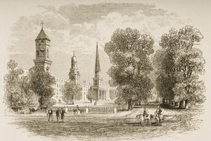Yale College, New Haven, 1870 körül, a Religious Tract Society által kiadott „American Pictures”-ből, 1876 alkotó: English School