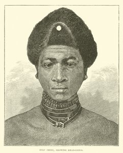 Zulu főnök, fejfedőt mutatva alkotó: English School