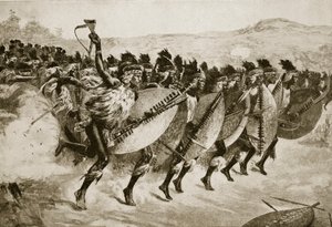 A zuluk előrenyomulva támadnak a Kambula-hegynél, 1879. március 29-én alkotó: English School