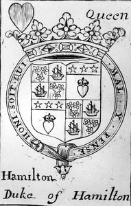Hamilton hercegének címerét ábrázoló játékkártya alkotó: English School English School